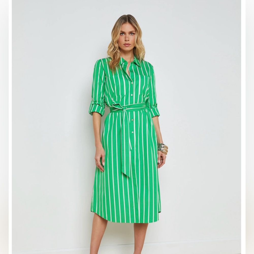 L'AGENCE  Jubliee Striped Shirt Dress